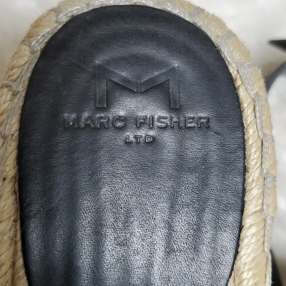 Marc Fisher Raffa Black Wedge Espadrilles Size 11 M